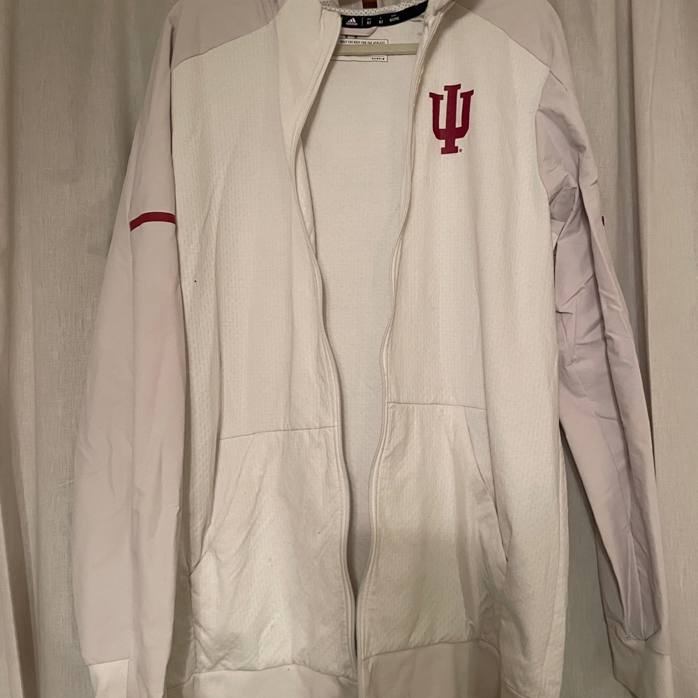 Indiana University Adidas White Full-Zip Jacket